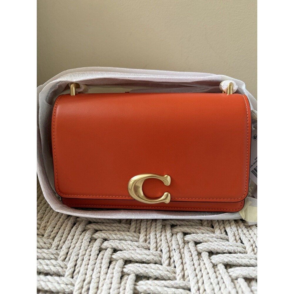 Coach Bandit Crossbody Shoulder Bag Purse Refined Leather Sun orange Gold NWT